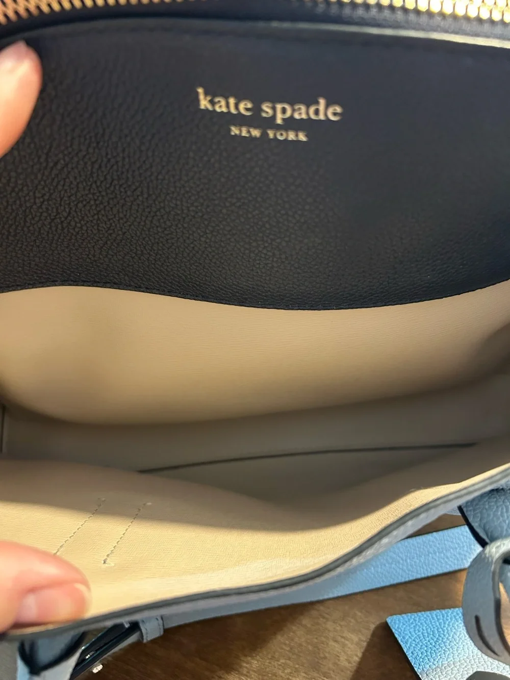 kate spade Two-Tone Black and Light Gray Pebble Leather Tote